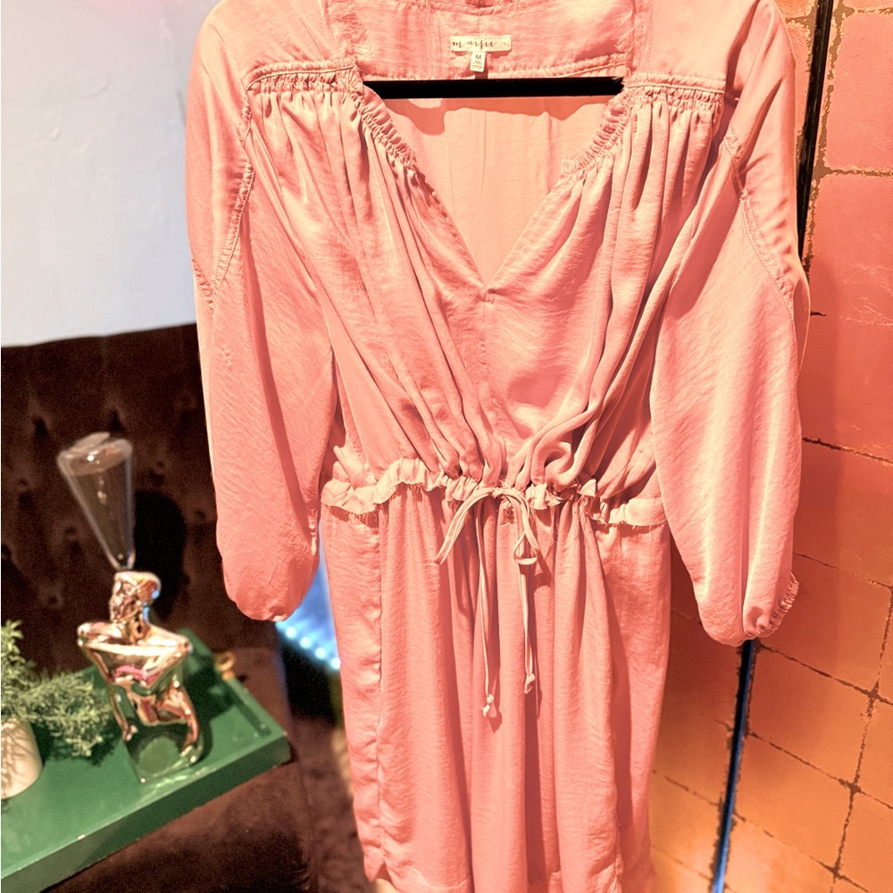 Pink Long Sleeve midi Dress